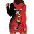 Custom Uganda Football Hoodie Dress Black Crowned Crane Mix Grunge Style - Red Color