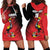 Custom Uganda Football Hoodie Dress Black Crowned Crane Mix Grunge Style - Red Color