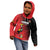 Custom Uganda Football Kid Hoodie Black Crowned Crane Mix Grunge Style - Red Color