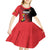 Custom Uganda Football Kid Short Sleeve Dress Black Crowned Crane Mix Grunge Style - Red Color