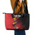 Custom Uganda Football Leather Tote Bag Black Crowned Crane Mix Grunge Style - Red Color