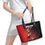 Custom Uganda Football Leather Tote Bag Black Crowned Crane Mix Grunge Style - Red Color