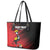 Custom Uganda Football Leather Tote Bag Black Crowned Crane Mix Grunge Style - Red Color