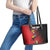 Custom Uganda Football Leather Tote Bag Black Crowned Crane Mix Grunge Style - Red Color