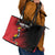 Custom Uganda Football Leather Tote Bag Black Crowned Crane Mix Grunge Style - Red Color