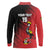 Custom Uganda Football Long Sleeve Polo Shirt Black Crowned Crane Mix Grunge Style - Red Color