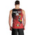 Custom Uganda Football Men Tank Top Black Crowned Crane Mix Grunge Style - Red Color