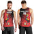 Custom Uganda Football Men Tank Top Black Crowned Crane Mix Grunge Style - Red Color