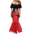 Custom Uganda Football Mermaid Dress Black Crowned Crane Mix Grunge Style - Red Color