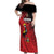 Custom Uganda Football Off Shoulder Maxi Dress Black Crowned Crane Mix Grunge Style - Red Color