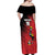 Custom Uganda Football Off Shoulder Maxi Dress Black Crowned Crane Mix Grunge Style - Red Color