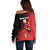 Custom Uganda Football Off Shoulder Sweater Black Crowned Crane Mix Grunge Style - Red Color