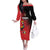 Custom Uganda Football Off The Shoulder Long Sleeve Dress Black Crowned Crane Mix Grunge Style - Red Color