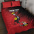 Custom Uganda Football Quilt Bed Set Black Crowned Crane Mix Grunge Style - Red Color