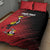 Custom Uganda Football Quilt Bed Set Black Crowned Crane Mix Grunge Style - Red Color