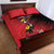 Custom Uganda Football Quilt Bed Set Black Crowned Crane Mix Grunge Style - Red Color