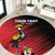 Custom Uganda Football Round Carpet Black Crowned Crane Mix Grunge Style - Red Color