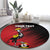 Custom Uganda Football Round Carpet Black Crowned Crane Mix Grunge Style - Red Color