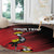 Custom Uganda Football Round Carpet Black Crowned Crane Mix Grunge Style - Red Color