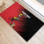 Custom Uganda Football Rubber Doormat Black Crowned Crane Mix Grunge Style - Red Color