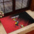 Custom Uganda Football Rubber Doormat Black Crowned Crane Mix Grunge Style - Red Color