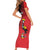 Custom Uganda Football Short Sleeve Bodycon Dress Black Crowned Crane Mix Grunge Style - Red Color