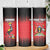 Custom Uganda Football Skinny Tumbler Black Crowned Crane Mix Grunge Style - Red Color