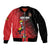 Custom Uganda Football Sleeve Zip Bomber Jacket Black Crowned Crane Mix Grunge Style - Red Color