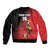 Custom Uganda Football Sleeve Zip Bomber Jacket Black Crowned Crane Mix Grunge Style - Red Color