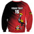 Custom Uganda Football Sweatshirt Black Crowned Crane Mix Grunge Style - Red Color