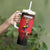 Custom Uganda Football Tumbler With Handle Black Crowned Crane Mix Grunge Style - Red Color