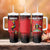 Custom Uganda Football Tumbler With Handle Black Crowned Crane Mix Grunge Style - Red Color