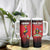 Custom Uganda Football Tumbler With Handle Black Crowned Crane Mix Grunge Style - Red Color