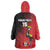 Custom Uganda Football Wearable Blanket Hoodie Black Crowned Crane Mix Grunge Style - Red Color