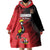 Custom Uganda Football Wearable Blanket Hoodie Black Crowned Crane Mix Grunge Style - Red Color