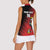 Custom Uganda Football Women Sleeveless Polo Shirt Black Crowned Crane Mix Grunge Style - Red Color