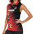 Custom Uganda Football Women Sleeveless Polo Shirt Black Crowned Crane Mix Grunge Style - Red Color