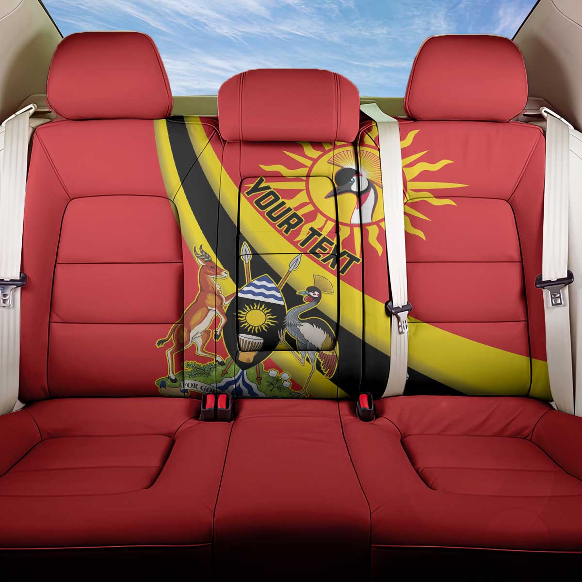 Personalized Uganda Back Car Seat Cover Black Crowned Crane With Coat Of Arms