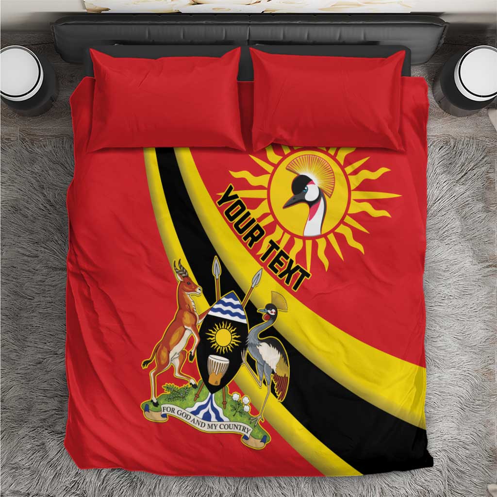 Personalized Uganda Bedding Set Black Crowned Crane With Coat Of Arms