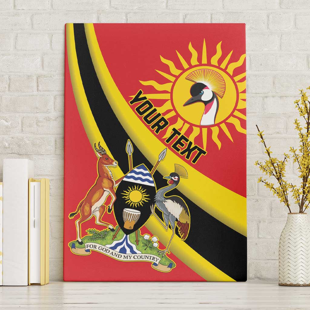 Personalized Uganda Canvas Wall Art Black Crowned Crane With Coat Of Arms