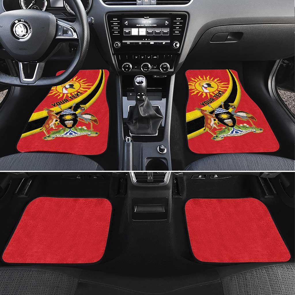 Personalized Uganda Car Mats Black Crowned Crane With Coat Of Arms