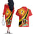 Personalized Uganda Couples Matching Off The Shoulder Long Sleeve Dress and Hawaiian Shirt Black Crowned Crane With Coat Of Arms