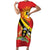 Personalized Uganda Family Matching Short Sleeve Bodycon Dress and Hawaiian Shirt Black Crowned Crane With Coat Of Arms