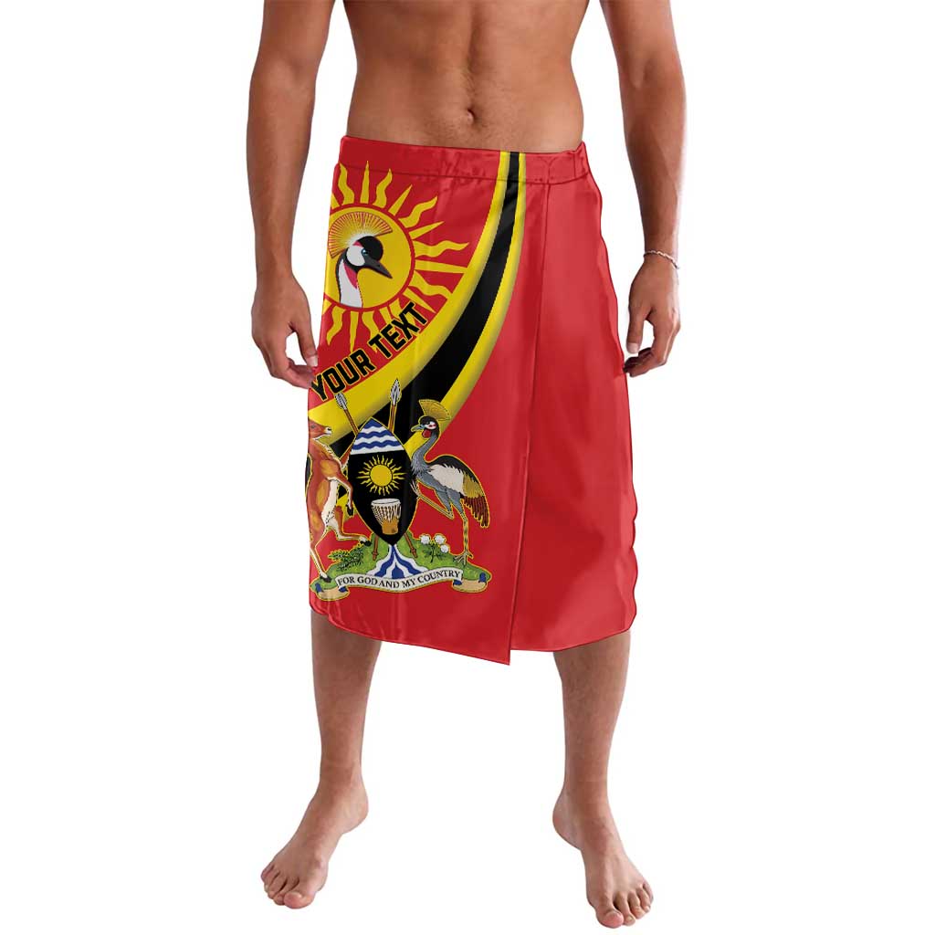 Personalized Uganda Lavalava Black Crowned Crane With Coat Of Arms