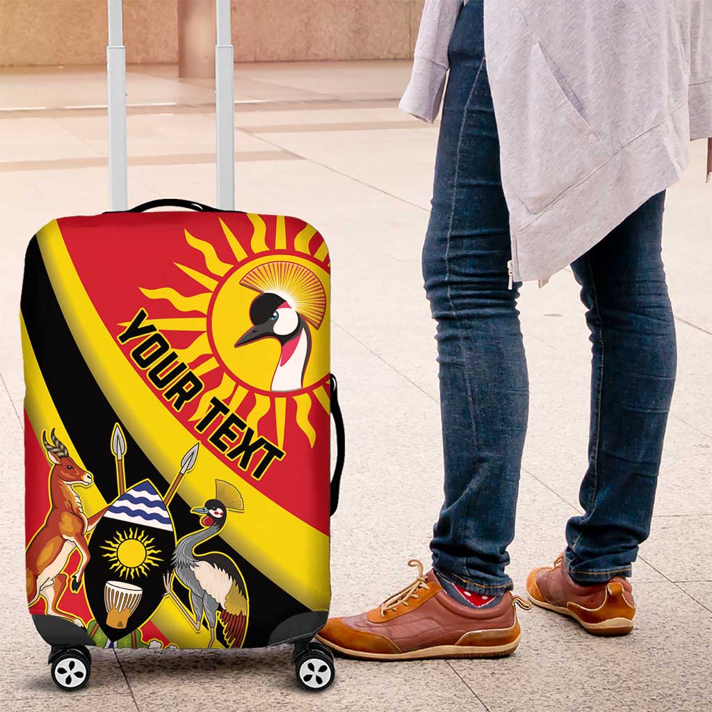 Personalized Uganda Luggage Cover Black Crowned Crane With Coat Of Arms