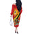 Personalized Uganda Off The Shoulder Long Sleeve Dress Black Crowned Crane With Coat Of Arms