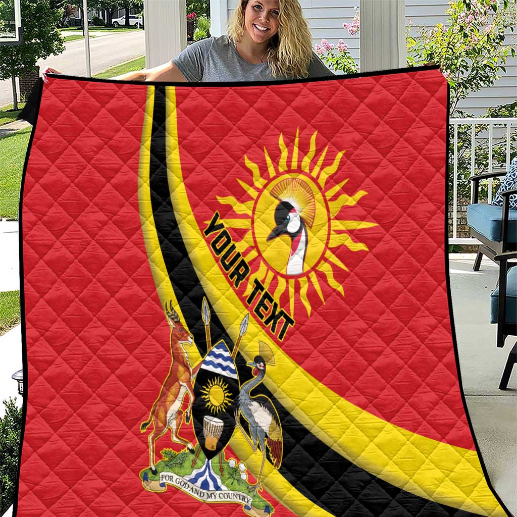 Personalized Uganda Quilt Black Crowned Crane With Coat Of Arms