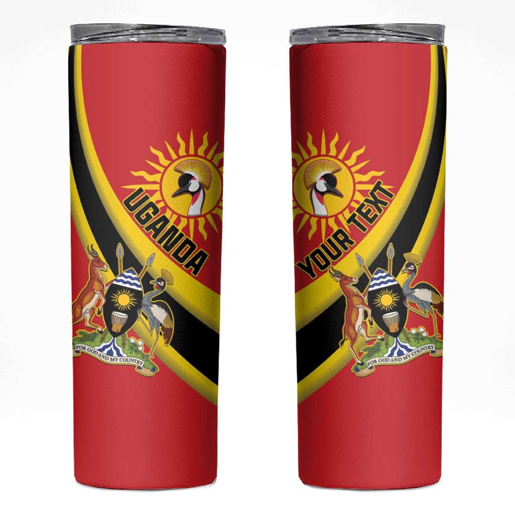 Personalised Uganda Skinny Tumbler Black Crowned Crane With Coat Of Arms