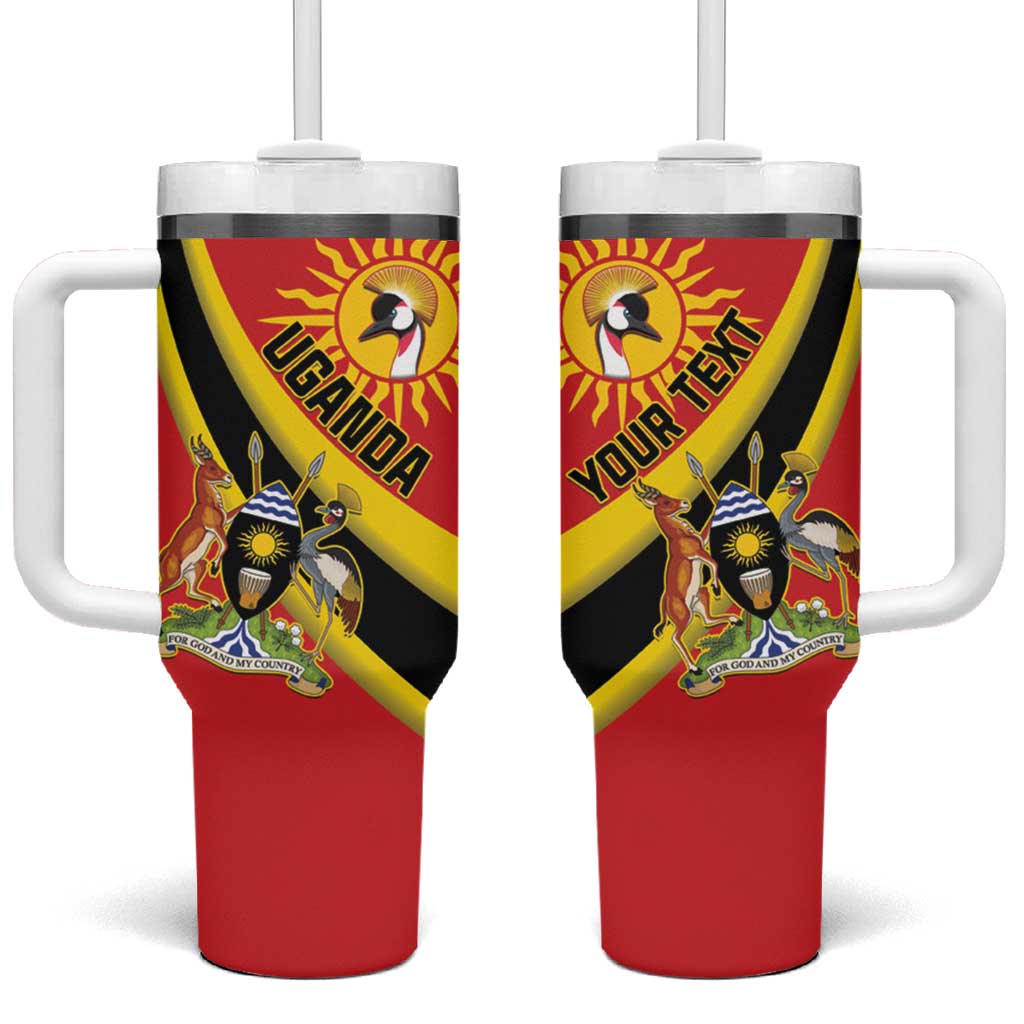 Personalised Uganda Tumbler With Handle Black Crowned Crane With Coat Of Arms