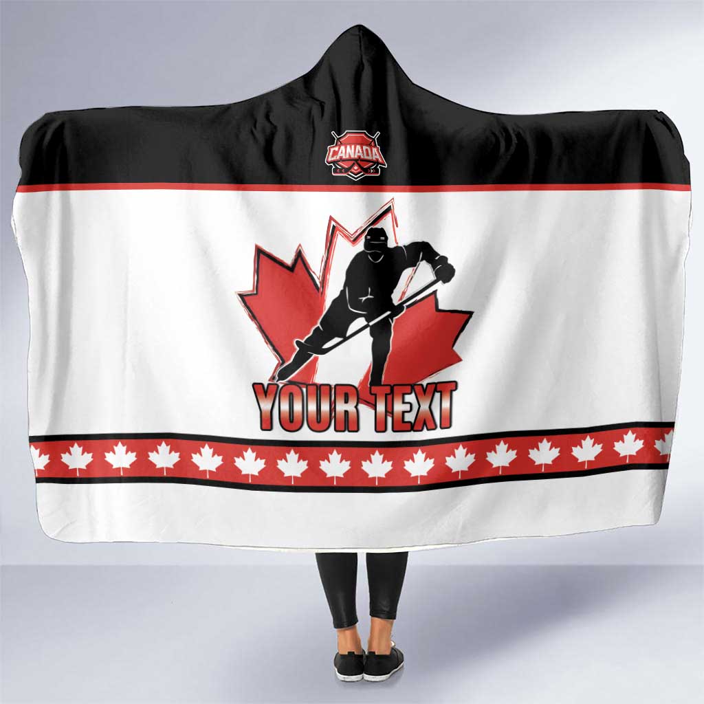 Custom Canada Ice Hockey Hooded Blanket Go Team Canada